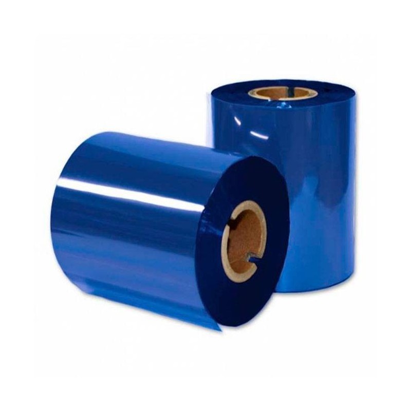 Ribbon Azul resina 110mm x 100m. Mandril 1 pulgada